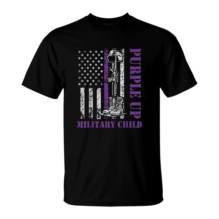 Purple Up Military Kids Month Of Military Child Retro  T-Shirt