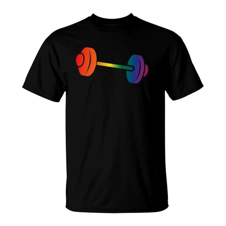 Rainbow Dumbbell Gift For Gay Gym Owners And Lgbtq Fitness T-Shirt