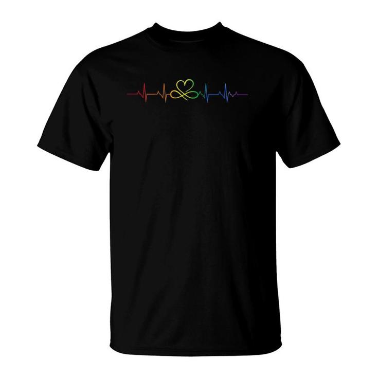 Rainbow Flag Lgbtq Heartbeat Gay Pride Month Lgbt T-Shirt