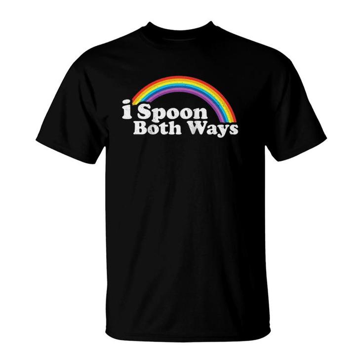 Rainbow Gay Pride Love I Spoon Both Ways Raglan Baseball Tee T-Shirt