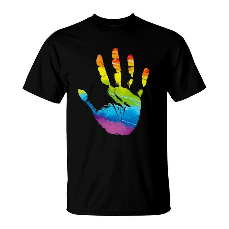 Rainbow Hand Print Lgbt Gay Pride Month Parade Women Men T-Shirt