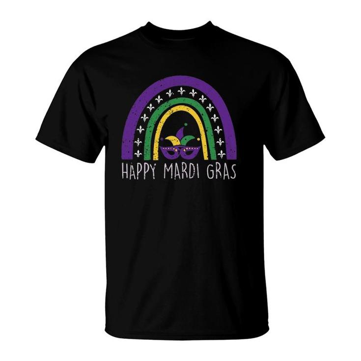 Rainbow Happy Mardi Gras Women Girls T-Shirt