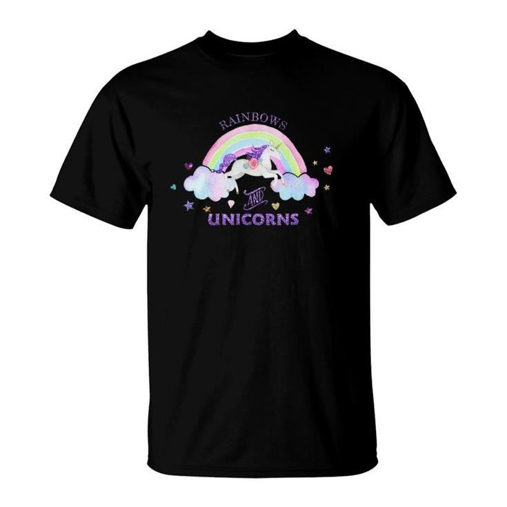 Rainbows And Unicorns - Magical Cute Glitter Gift T-Shirt