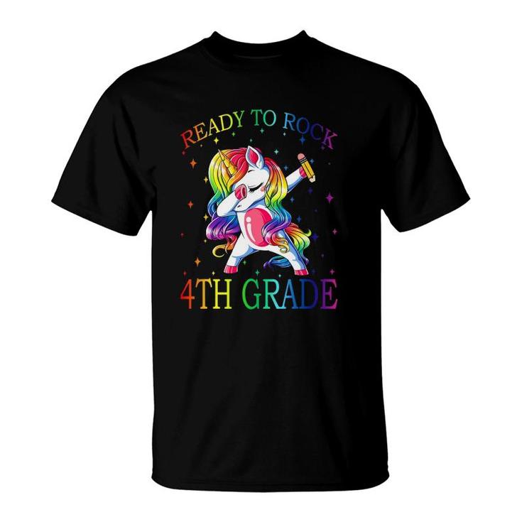 Ready To Rock 4Th Grade Unicorn Funny Back To School T-Shirt