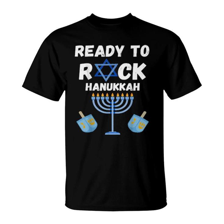 Ready To Rock Hanukkah Jewishorah Dreidel Chanukah T-Shirt | Mazezy