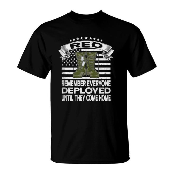 Red Friday Military Until They Come Home American Flag Boots  T-Shirt