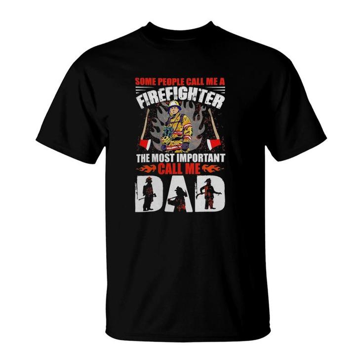 Red Line Cool Firefighter Graphics Dad T-Shirt