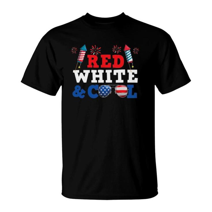 Red White And Cool Patriotic Boys 4Th Of July Funny T-Shirt