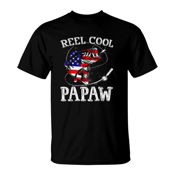 Reel Cool Papawfunny 4Th July Usa Flag Fishing Gifts T-Shirt