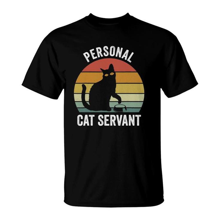 Retro Ca Black Cat Personal Cat Servant Cat Lover T-Shirt