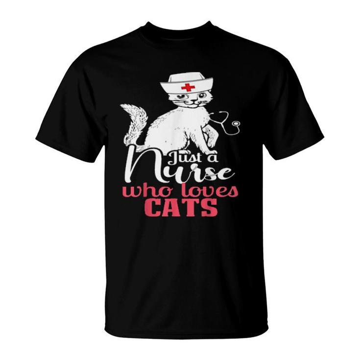 Retro For Cat Lovers, Cat, Just A Nurse Who Loves Cats  T-Shirt