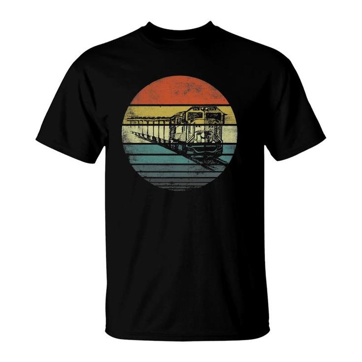 Retro Freight Train Driver Gifts Men Railroad Engine Driver T-Shirt