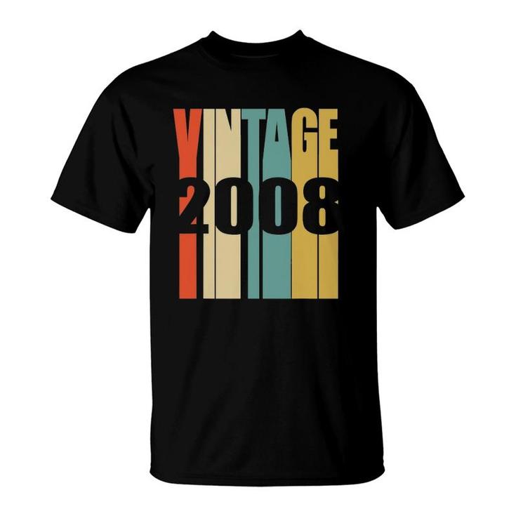 Retro Vintage 2008 13 Yrs Old Bday 13Th Birthday Tee T-Shirt