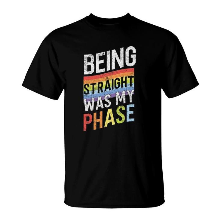 Retro Vintage Lgbt Pride Rainbow Being Straight Was My Phase T-Shirt