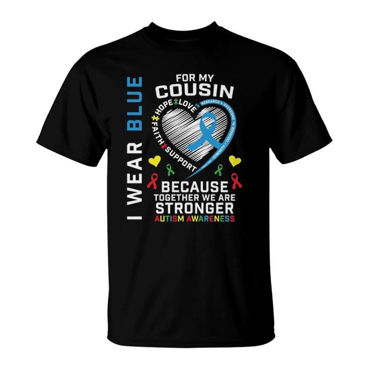 Ribbons Puzzle I Wear Blue For My Cousin Autism Awareness Pullover T-Shirt
