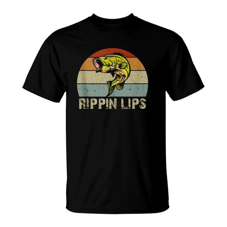 Rippin Lips Bass Fishing Gifts For Dad Father's Day  T-Shirt