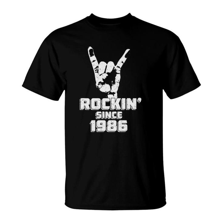 Rockin' Since 1986 Vintage Rock Music 35Th Birthday Gift T-Shirt