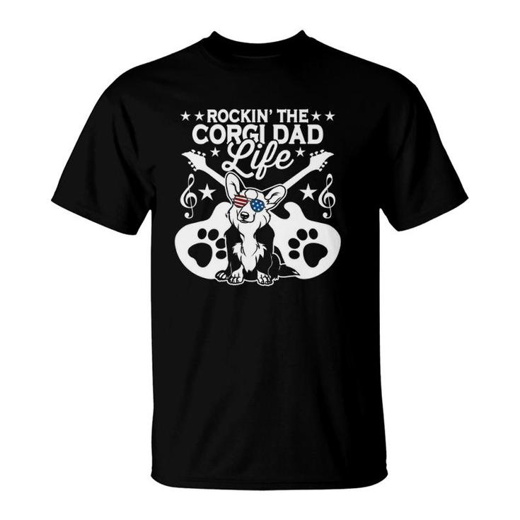 Rockin' The Corgi Dad Life Dog Lover Guitar Musician T-Shirt