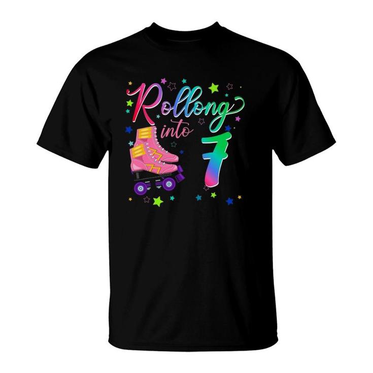 Rolling Into 7 Years Old Birthday Roller Skate T-Shirt