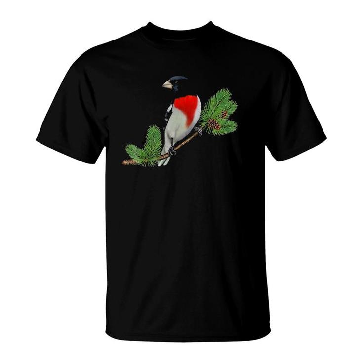 Rose-Breasted Grosbeak On Branch Birder & Bird Lover Gift T-Shirt