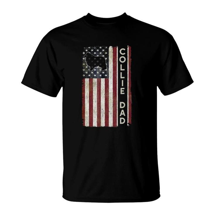 Rough Collie Dad 4Th July American Flag Father's Day T-Shirt