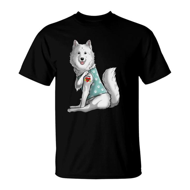 Samoyed I Love Mom Tattoo Dog  Funny Mother's Day Gift T-Shirt