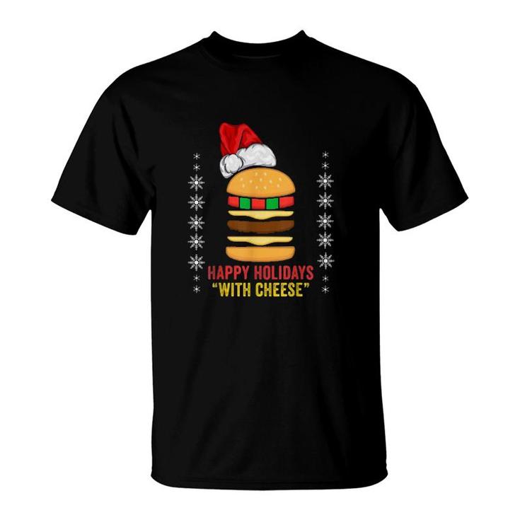 Santa Hamburger Happy Holidays With Cheese Christmas Sweater T-Shirt