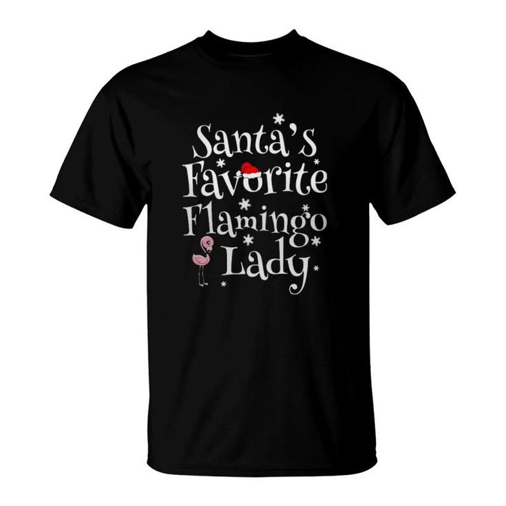 Santa's Favorite Flamingo Lady T-Shirt