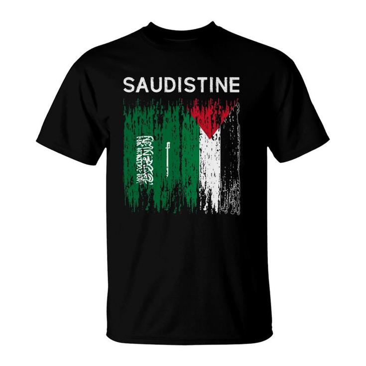 Saudi And Palestinian Flag Saudi Arabia And Palestine Unity T-Shirt