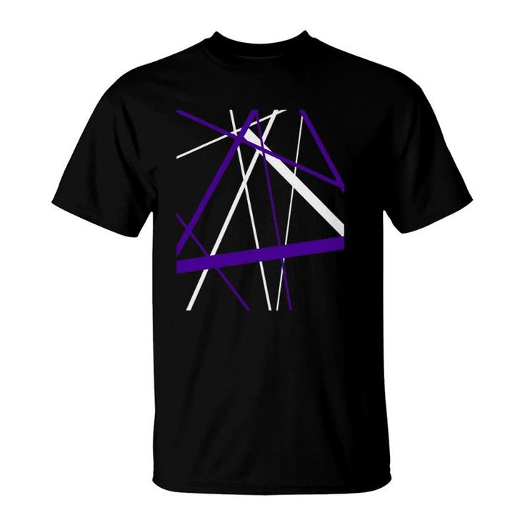 Seamless Abstract White And Lilac Strips Pattern T-Shirt