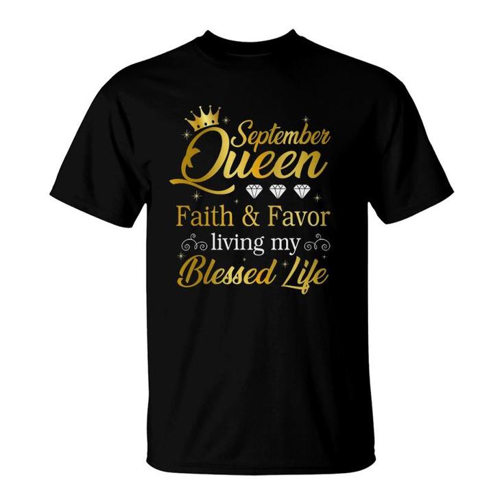 September Queen Living My Best Life Virgo Libra Black Queen T-Shirt