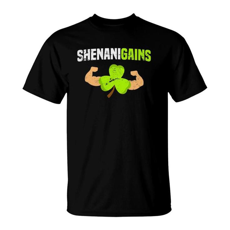 Shenanigains St Patrick's Day Workout Gym Gains Lift T-Shirt