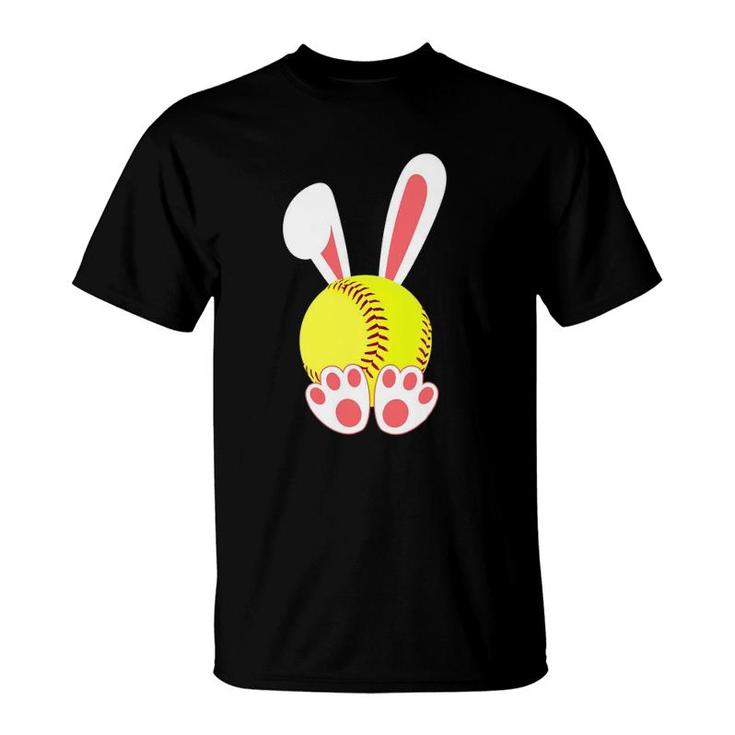 Softball Player Easter Bunny Ears For Girls Boys T-Shirt