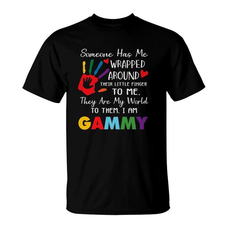 Someone Has Me Wrapped Arround Their Little Finger To Me Gammy Colors Hand T-Shirt