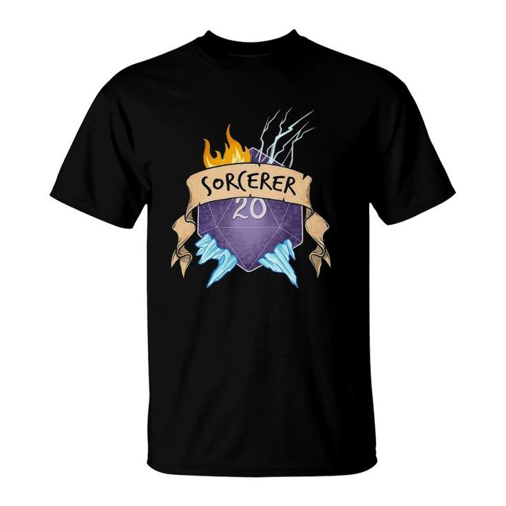 Sorcerer Roll W20 Sided Dice Role Play Game Dungeon Fantasy T-Shirt