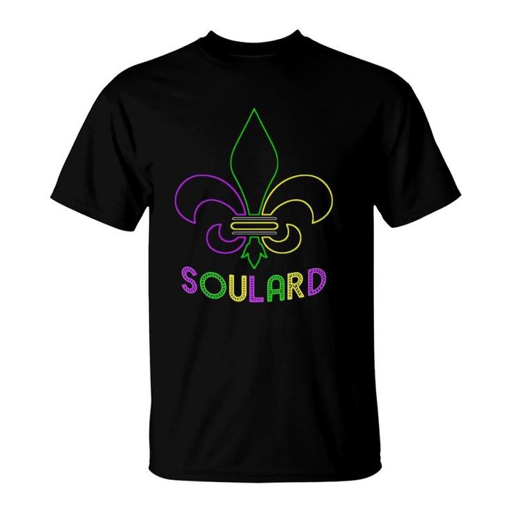 Soulard Mardi Gras Neon Sign With Fleur De Lis T-Shirt