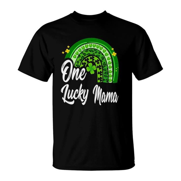 St Patrick's Day One Lucky Mama Leopard Rainbow T-Shirt