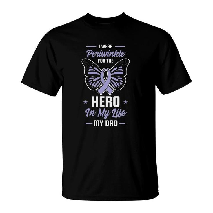 Stomach Cancer Awareness Periwinkle Ribbon Hero Dad Gift T-Shirt