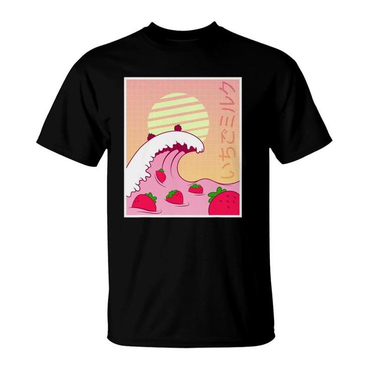 Strawberry Milkshake Funny Retro 90S Pink Japanese Kawaii T-Shirt