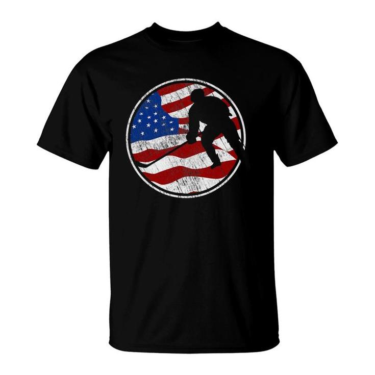 Street Hockey American Flag - Vintage Street Hockey T-Shirt