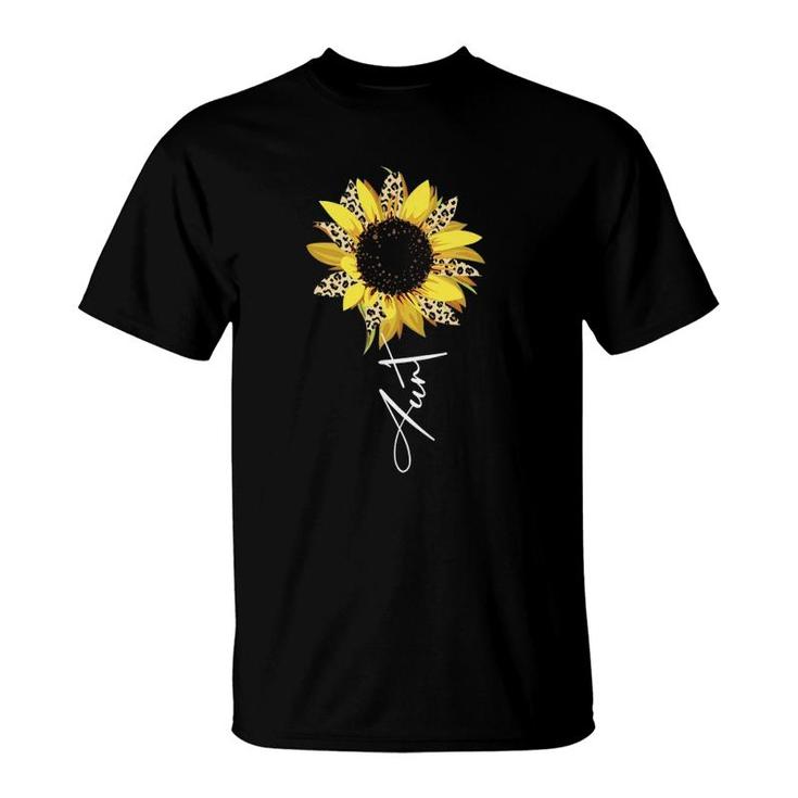 Sunflower Aunt Gifts Leopard Flower Women Grandma T-Shirt