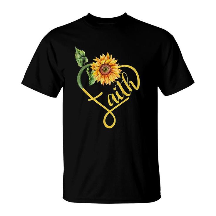 Sunflower Heart Christian Faith T-Shirt