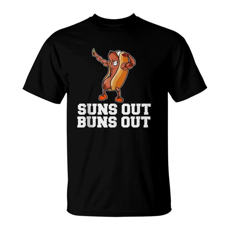 Suns Out Buns Out Funny Hot Dog Cartoon  T-Shirt