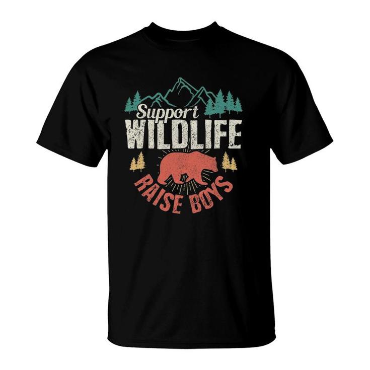 Support Wildlife Raise Boys Vintage Mothers Day Gift T-Shirt