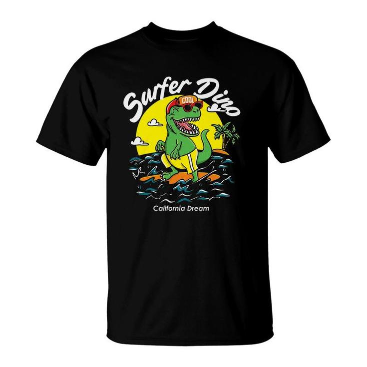 Surfer Dino Cali Surfingrex Dinosaur Surfing Gift T-Shirt
