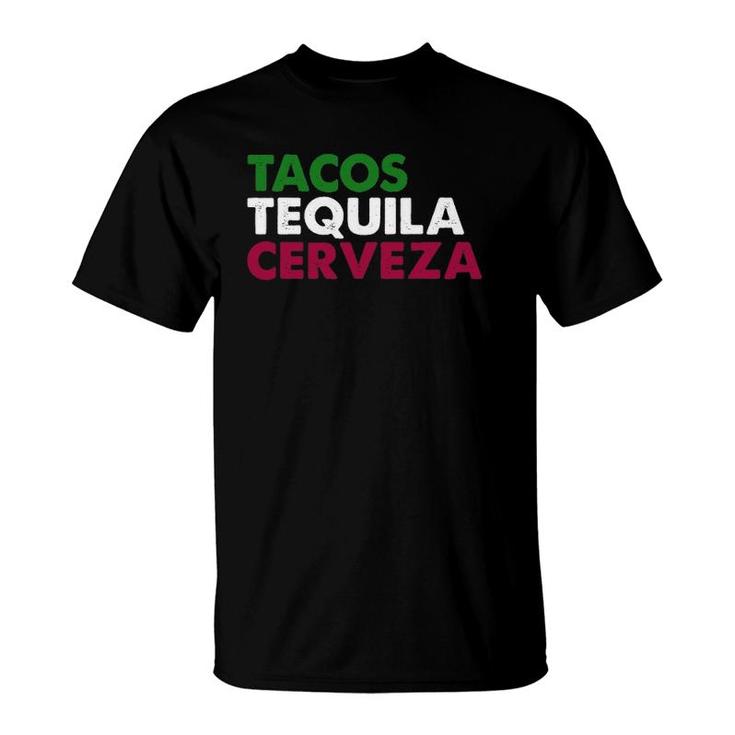 Tacos Tequila Cerveza Funny Taco Beer Lover T-Shirt Gift Tacos Tequila Cerveza Funny Taco Beer Lover T-Shirt Gift