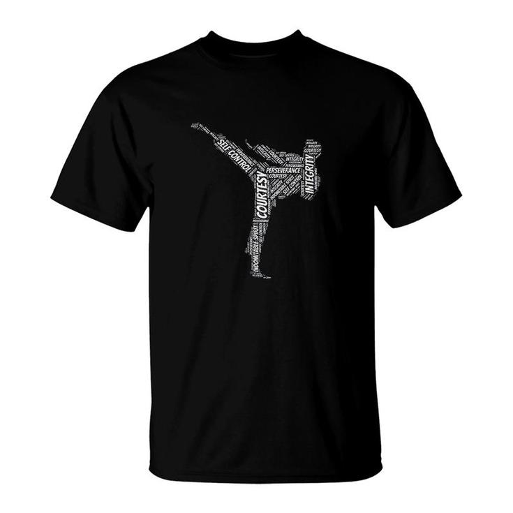 Taekwondo Fighter Courtesy Integrity Tenets Of Martial Arts T-shirt