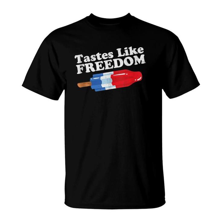 Tastes Like Freedom Funny Popsicle 4Th Of July Retro Gift  T-Shirt