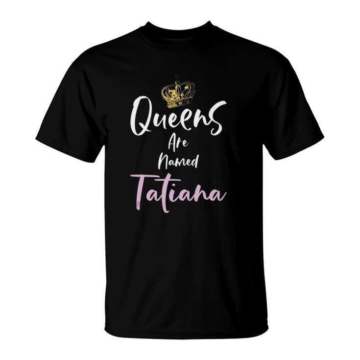 Tatiana Name Queen Personalized Women Girl Cute Pink Black Tank Top T-Shirt