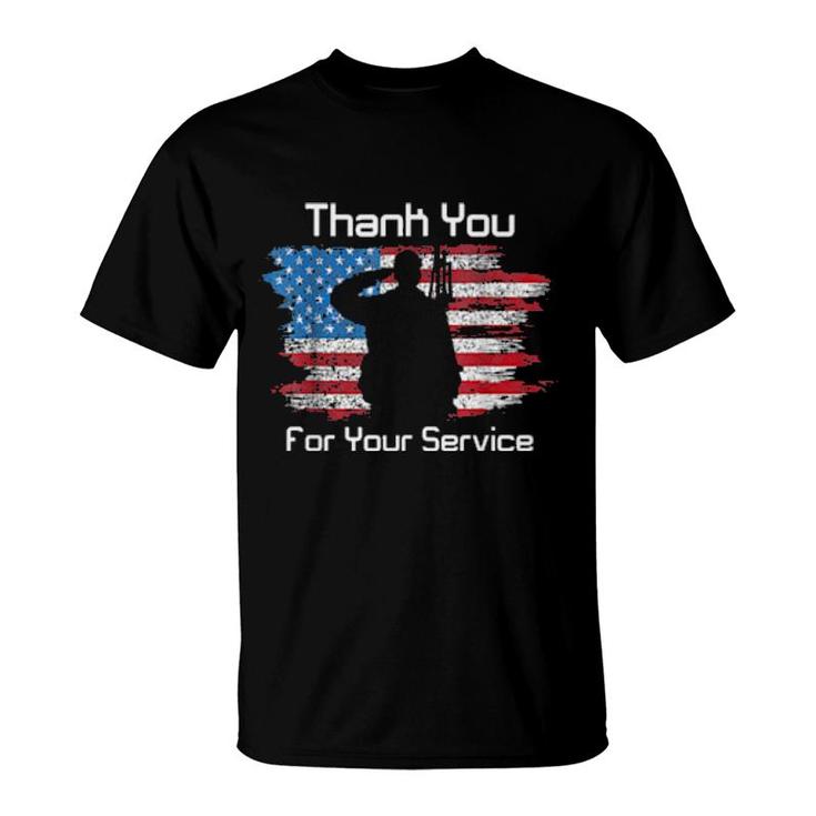 Thank You For Your Service Camouflage Usa Flag Veterans Day  T-Shirt